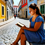 **

"A thoughtful woman, fully clothed in a modest sundress, sits at an outdoor cafe in Lisbon, Portugal, reading a book. Cobblestone streets and colorful buildings in the background. Safe for work, appropriate content, perfect anatomy, natural proportions, professional, family-friendly, well-formed hands, proper finger count, natural body proportions, high quality."

**