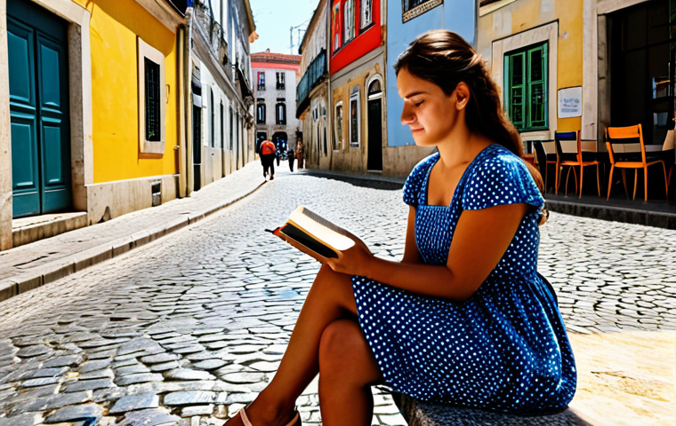**
"A thoughtful woman, fully clothed in a modest sundress, sits at an outdoor cafe in Lisbon, Portugal, reading a book. Cobblestone streets and colorful buildings in the background. Safe for work, appropriate content, perfect anatomy, natural proportions, professional, family-friendly, well-formed hands, proper finger count, natural body proportions, high quality."
**