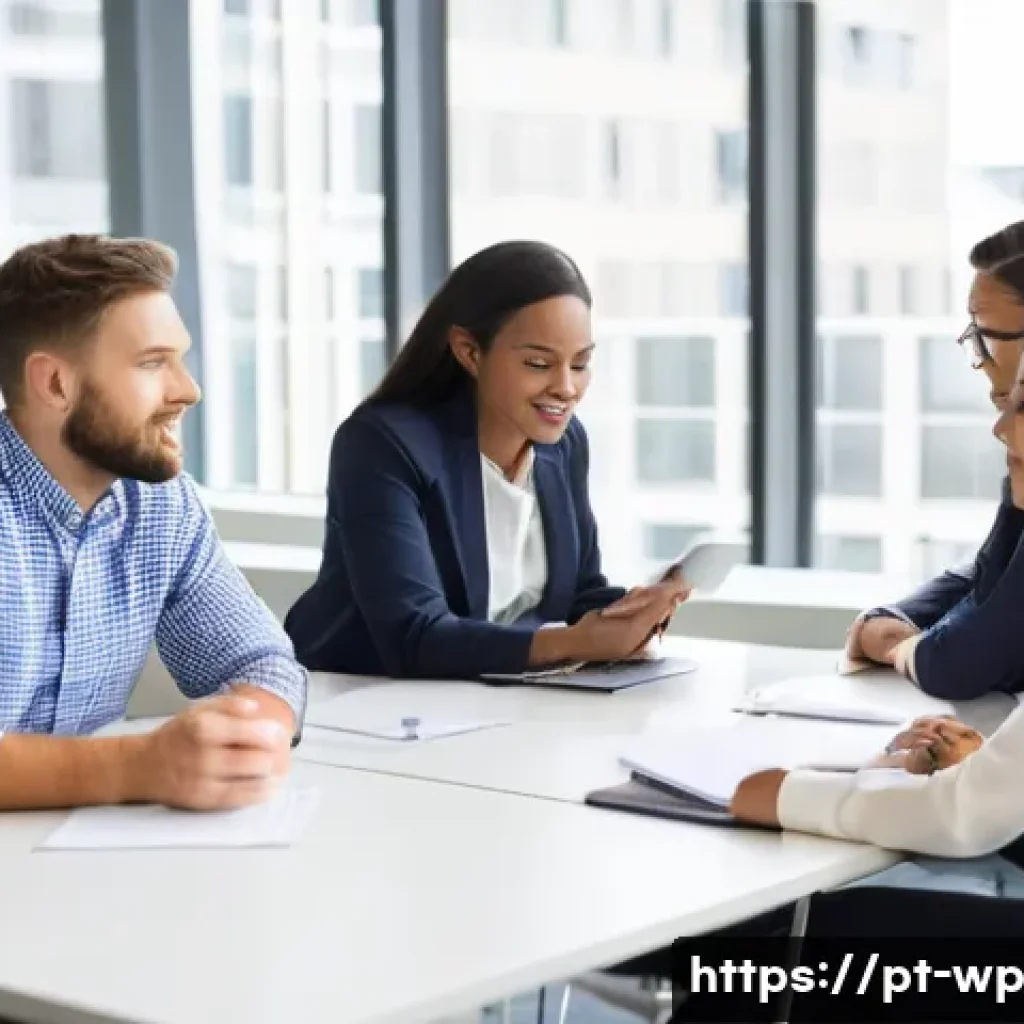 관점 전환 능력 개발을 위한 온라인 코스 - **Prompt 1: Collaborative Empathy Workshop**
    "A diverse group of five professionals (three women...