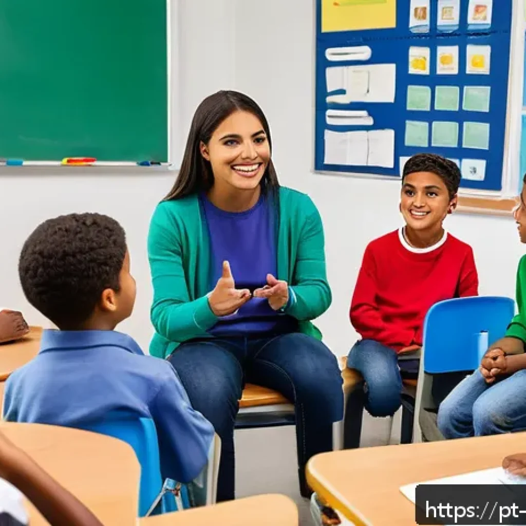 관점 전환 훈련을 위한 교육적 방법론 - A diverse classroom scene depicting students engaged in an empathy-building activity where they role...